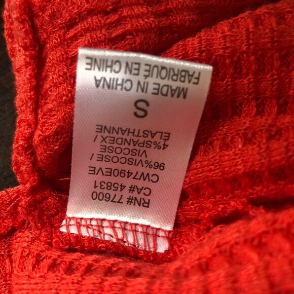 Chaser Poppy Red Soft Knit Thermal Crop Hoodie S - Picture 5 of 5